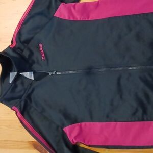 Girl's Adidas pink black warm up jacket